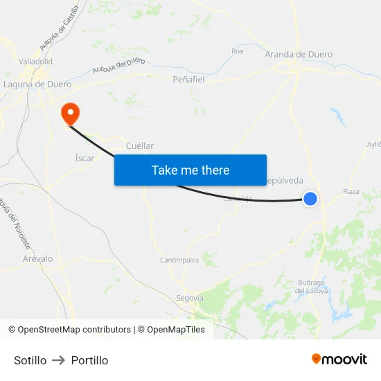 Sotillo to Portillo map