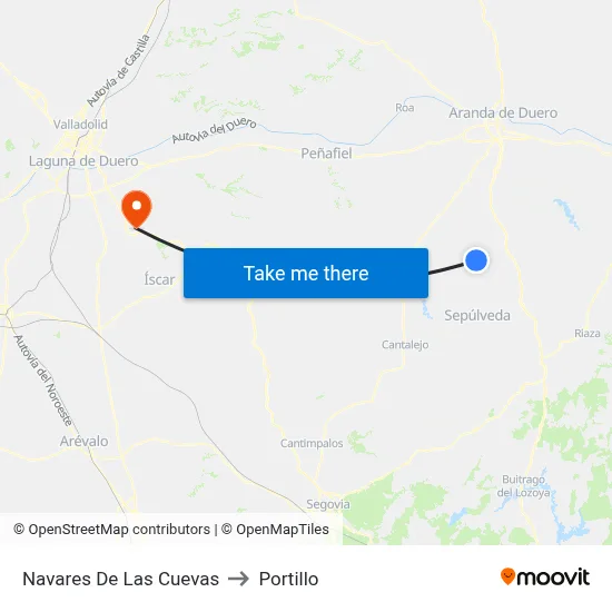 Navares De Las Cuevas to Portillo map