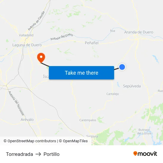 Torreadrada to Portillo map