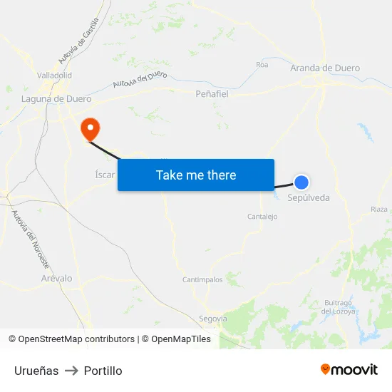 Urueñas to Portillo map
