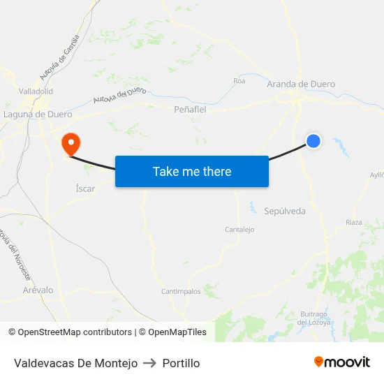 Valdevacas De Montejo to Portillo map