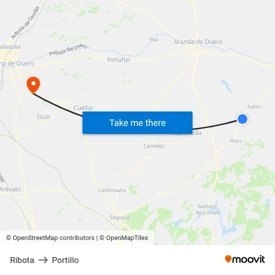 Ribota to Portillo map