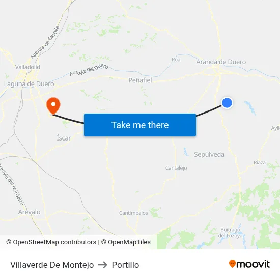Villaverde De Montejo to Portillo map