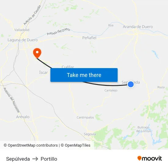 Sepúlveda to Portillo map