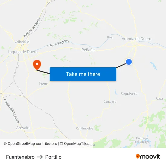 Fuentenebro to Portillo map