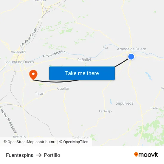 Fuentespina to Portillo map
