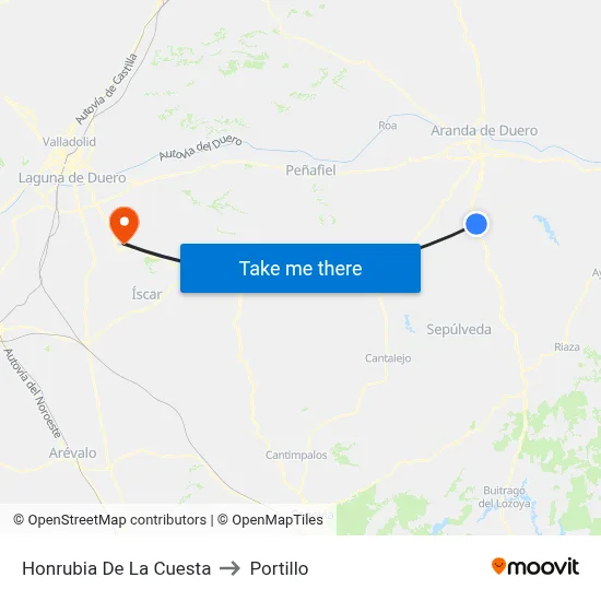 Honrubia De La Cuesta to Portillo map