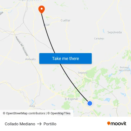 Collado Mediano to Portillo map