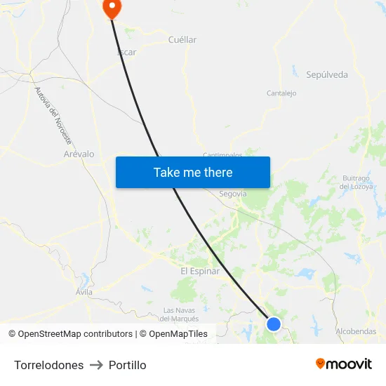 Torrelodones to Portillo map