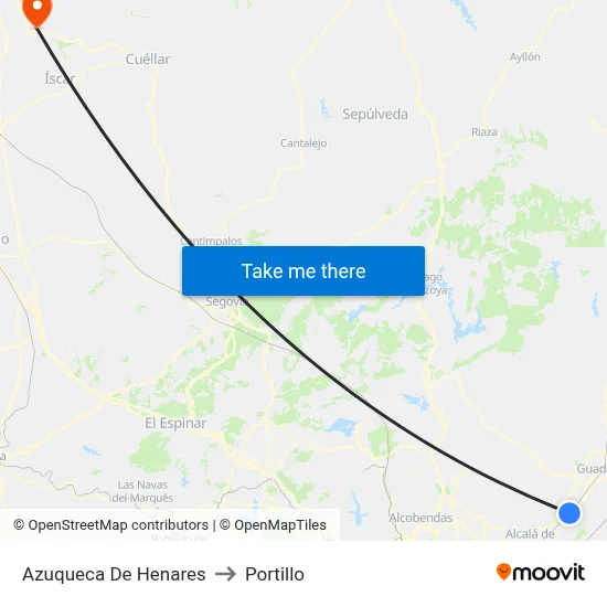 Azuqueca De Henares to Portillo map