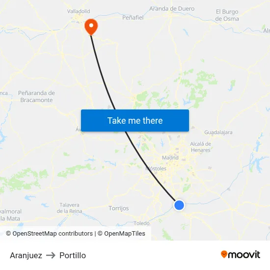 Aranjuez to Portillo map