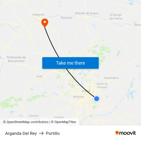 Arganda Del Rey to Portillo map