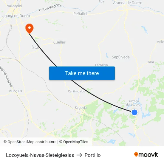 Lozoyuela-Navas-Sieteiglesias to Portillo map