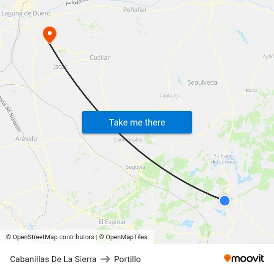 Cabanillas De La Sierra to Portillo map