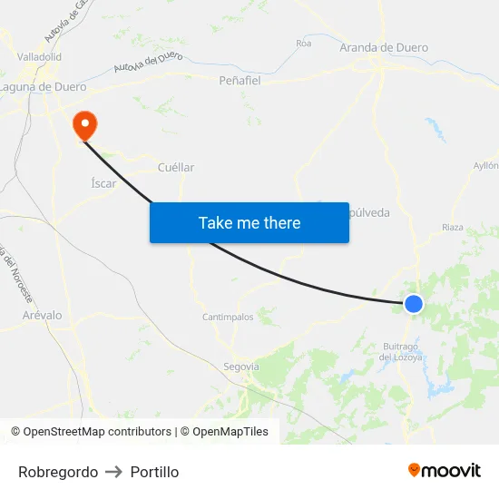 Robregordo to Portillo map