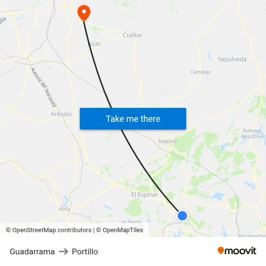 Guadarrama to Portillo map