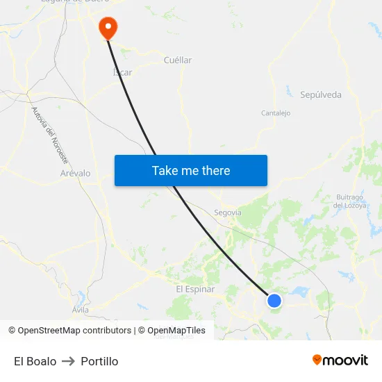 El Boalo to Portillo map