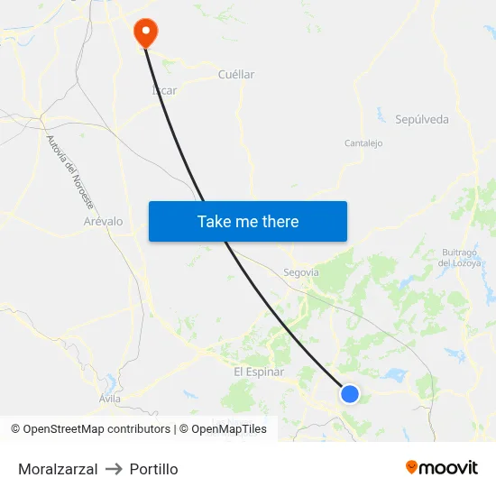 Moralzarzal to Portillo map