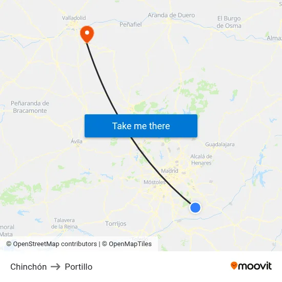 Chinchón to Portillo map