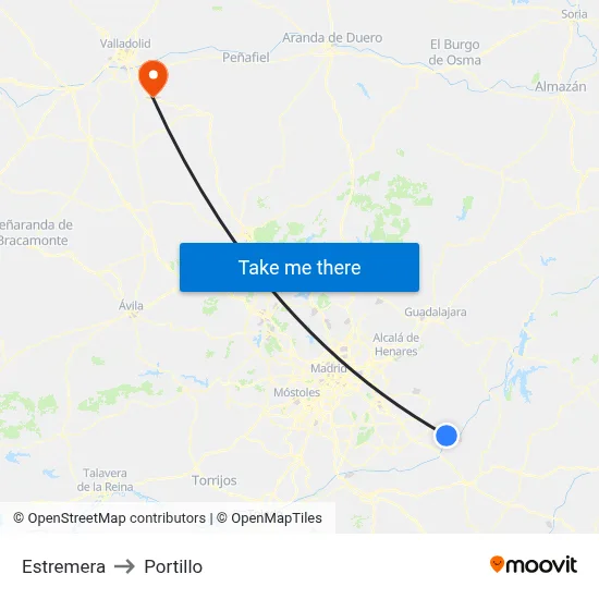 Estremera to Portillo map