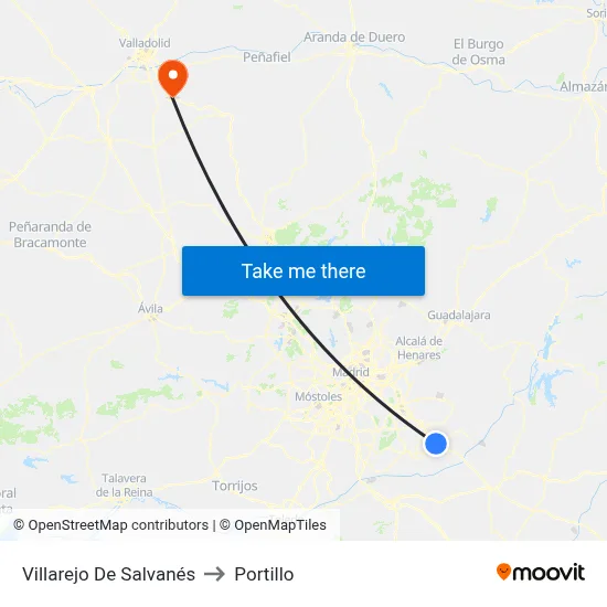 Villarejo De Salvanés to Portillo map
