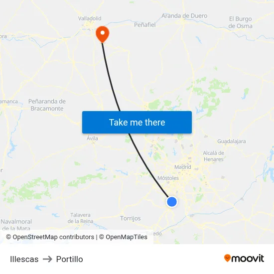Illescas to Portillo map