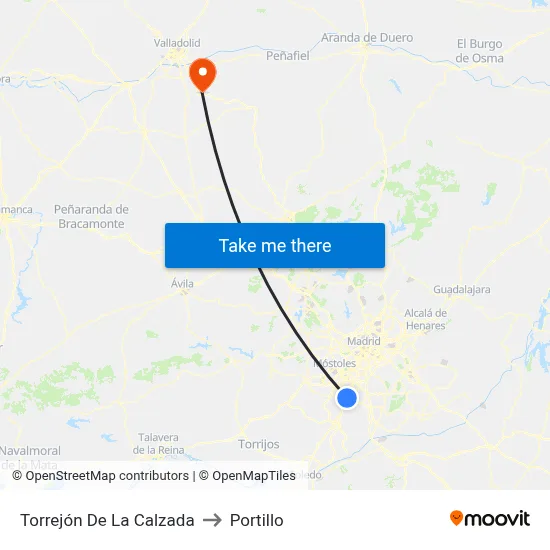 Torrejón De La Calzada to Portillo map