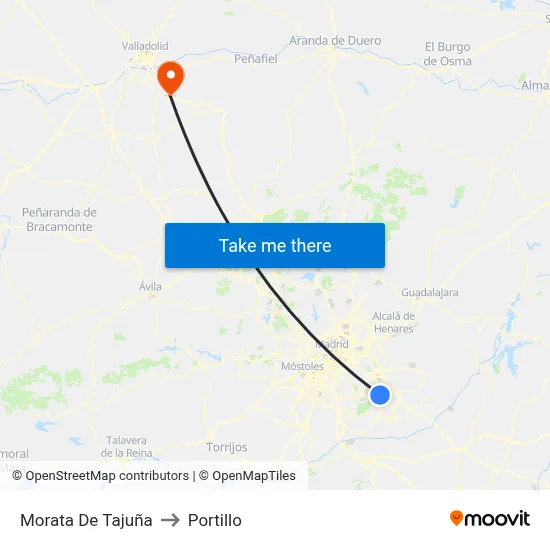 Morata De Tajuña to Portillo map