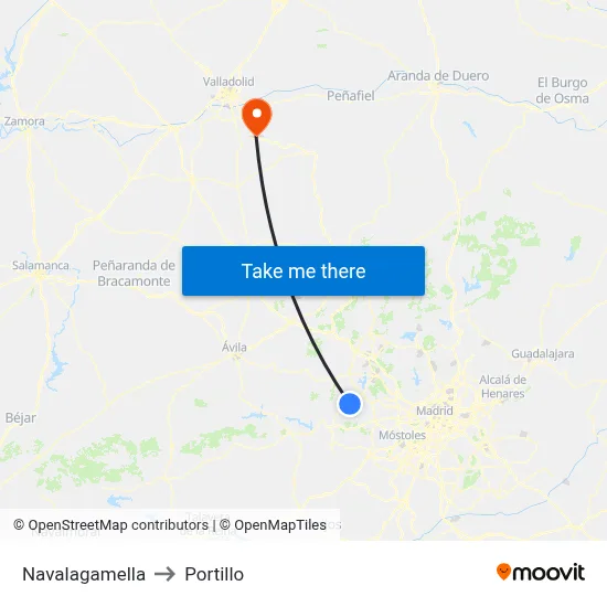 Navalagamella to Portillo map