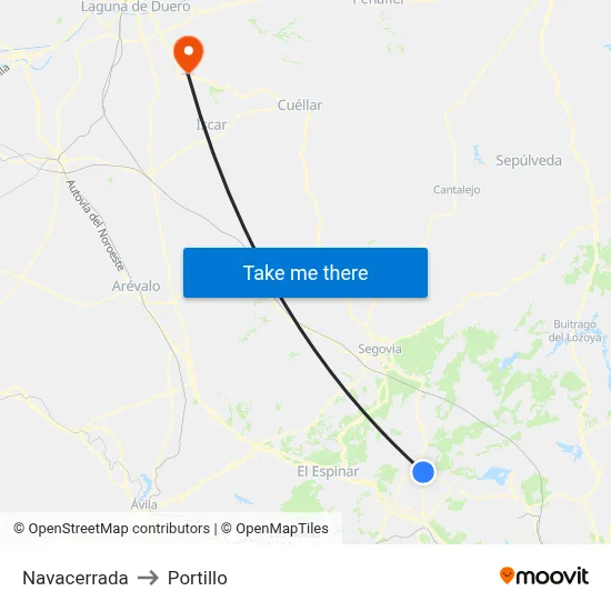 Navacerrada to Portillo map
