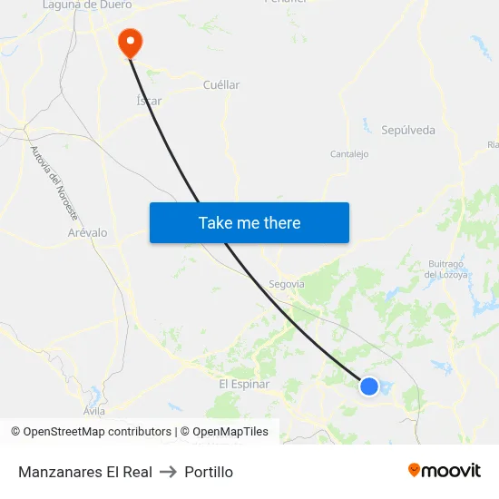Manzanares El Real to Portillo map