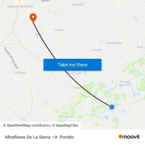 Miraflores De La Sierra to Portillo map