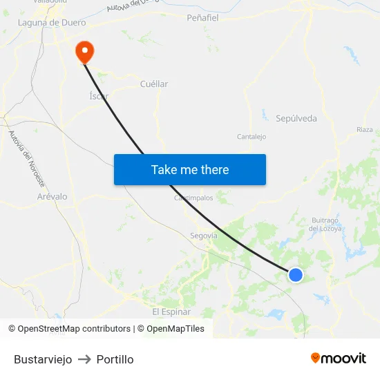 Bustarviejo to Portillo map