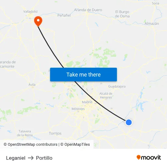 Leganiel to Portillo map