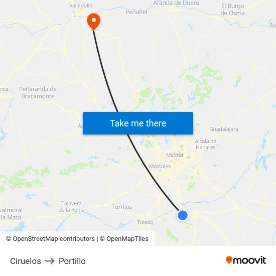 Ciruelos to Portillo map
