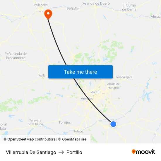 Villarrubia De Santiago to Portillo map