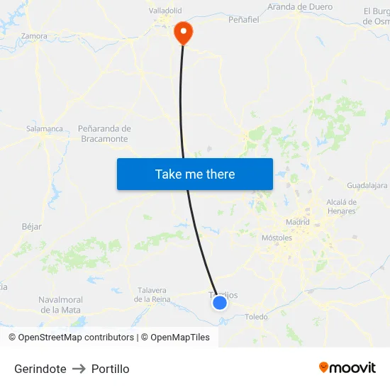 Gerindote to Portillo map
