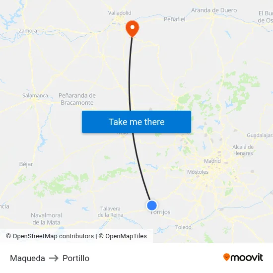 Maqueda to Portillo map