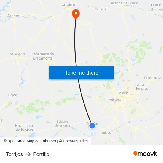 Torrijos to Portillo map