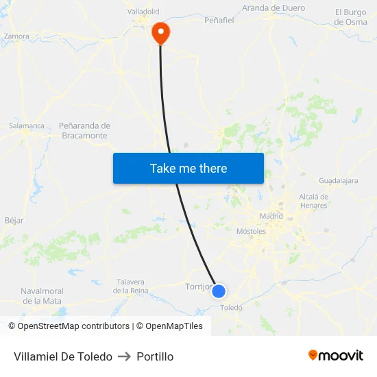 Villamiel De Toledo to Portillo map