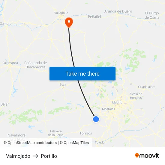 Valmojado to Portillo map
