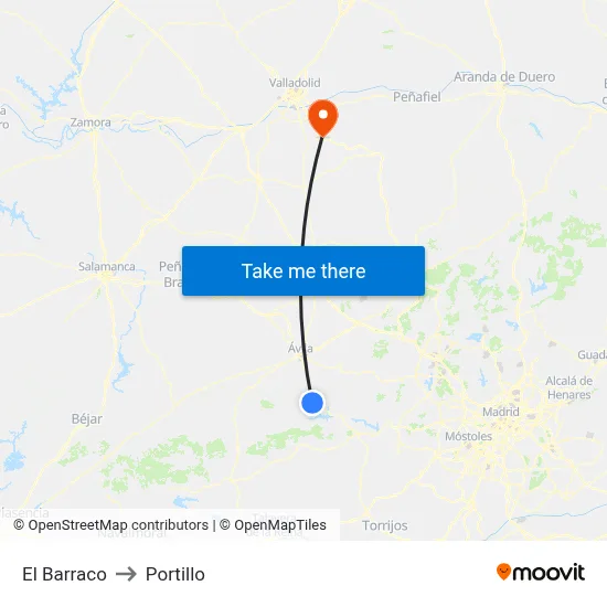 El Barraco to Portillo map