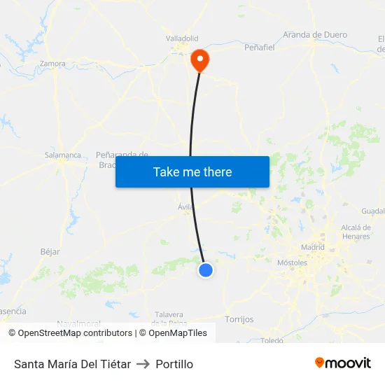 Santa María Del Tiétar to Portillo map