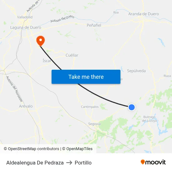 Aldealengua De Pedraza to Portillo map