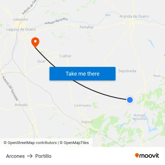 Arcones to Portillo map