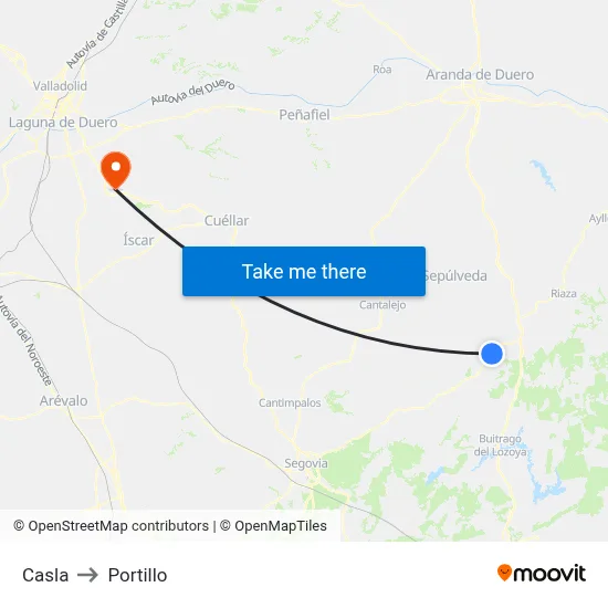 Casla to Portillo map