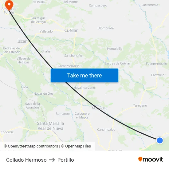 Collado Hermoso to Portillo map