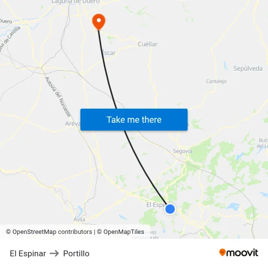 El Espinar to Portillo map
