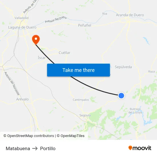 Matabuena to Portillo map