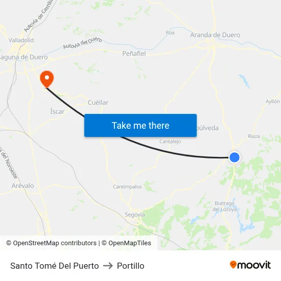 Santo Tomé Del Puerto to Portillo map